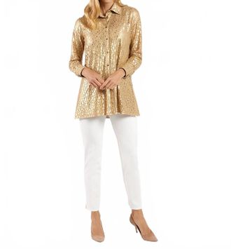 Jude Connally Mitzi Lace Top In Gold Cheetah