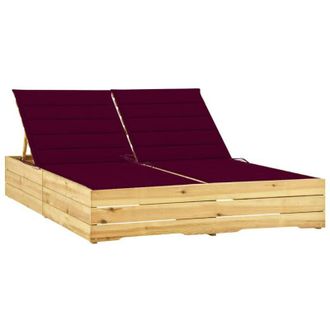 vidaXL Vidaxl - Tumbona Doble Y Cojines Madera Pino Impregnada Rojo Tinto