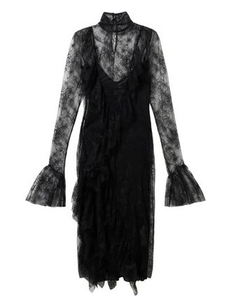 Blumarine chantilly-lace midi dress - women - Polyamide - 44 - Black