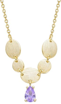 Rachel Glauber 14K Plated Cz Drop Necklace