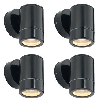 Loops 4 PACK Outdoor IP65 Wall Downlight - Dimmable 7W LED GU10 - Satin Black