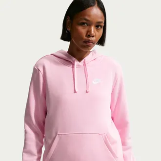 Nike Womens Nike Sportswear Club Fleece Pullover Hoodie in Pink | DQ5793-663