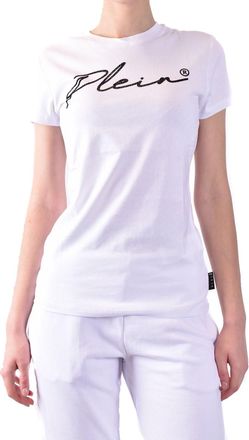 Philipp Plein Womens Logo Graphic Tee - White Cotton - Size Small