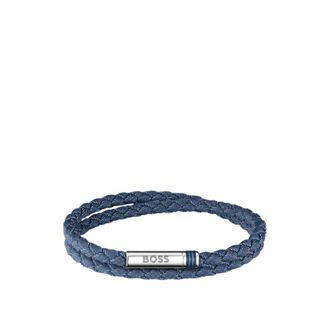BOSS Double-braided denim-effect cuff with logo closure