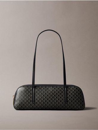 Calvin Klein Womens Emblem Logo Bauletto Bag - Black
