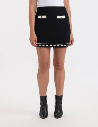 Ellen Tracy Womens Contrast Trim Skirt