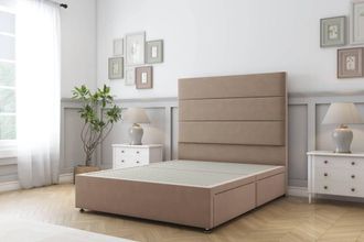 Sloomy Texas Plush Divan Bed Base 2 Drawers Same Side - 26 Headboard in Bronze | Size: King