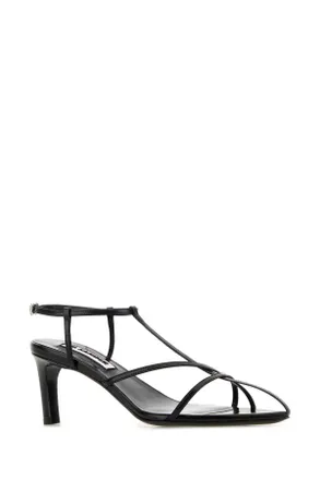 Jil Sander Leather T-Strap Sandal - Black