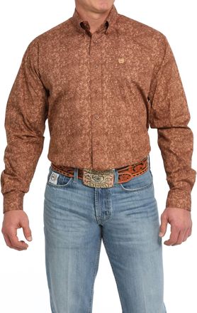 Cinch Mens Rust Paisley Long Sleeve Shirt In Brown