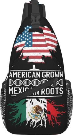 Generic American Mexican Mexico Flag Mexican Roots Crossbody Bag Anti Theft Shoulder Bag With Zipper Daypack For Shopping Runner Traveling