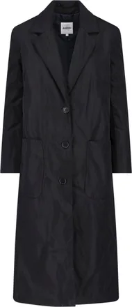 Aspesi Black Single-Breasted Technical Fabric Coat