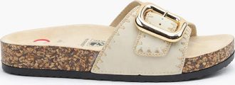 Heavenly Feet Womens Heavenly Feet REED Womens Mules Sandals Beige - White - Size: 6.5