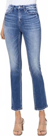 Flying Monkey Poised High Rise Slim Straight Jeans In Medium Wash Blue