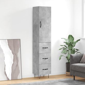 vidaXL Aparador De Madera Contrachapada Gris Hormig&oacute;n 34,5x34x180 Cm Vidaxl