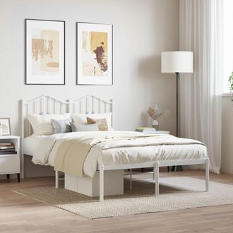 vidaXL Estructura Cama Sin Colch&oacute;n Con Cabecero Metal Blanco 120x190cm Vidaxl