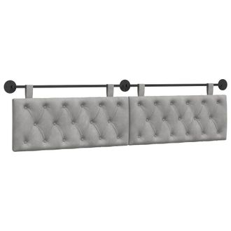 vidaXL Cabecero Colgante Con Luz Led Gris Claro Terciopelo Vidaxl