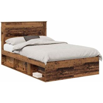vidaXL Estructura De Cama Con Cabecera Madera Vieja 135 X 190 Cm Vidaxl