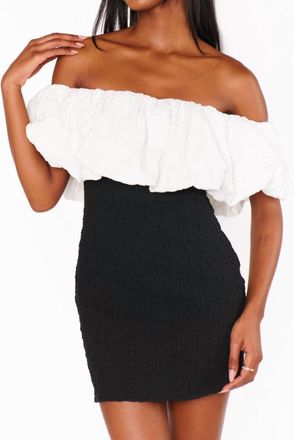 Show me your Mumu Anita Mini Dress In Black Texture Stretch