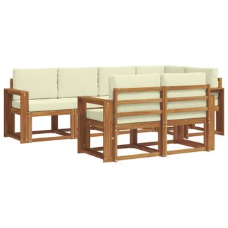 vidaXL Conjunto De Sof&aacute;s De Exterior Con Coj&iacute;n 7 Pcs Natural Y Crema Vidaxl