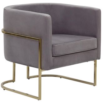 Beliani Beliani - Sill&oacute;n De Terciopelo Gris Pardo Dorado Metal Respaldo Glamour Sala De Estar Dormitorio Sirkka