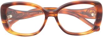 Gucci GG1236O-002 HAVANA-HAVANA-TRANSPARENT - women - Acetate - 55 - Brown