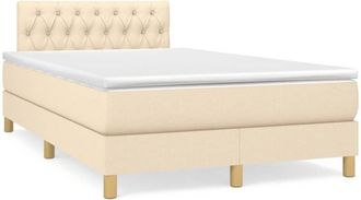vidaXL Cama Box Spring Con Colch&oacute;n Y Luces Led Tela Crema 120x190 Cm Vidaxl