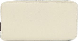 Herm&egrave;s White Epsom Leather Silk Long Wallet (Bi-Fold) (Pre-Owned)