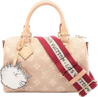 Louis Vuitton Pre-owned Speedy Bandouliere 20 Miaougram 2way Tas - Dames - Vintage Mini Tas - Beige - ONE Size - Leer - Vintage
