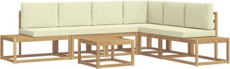 vidaXL Conjunto De Sof&aacute;s De Exterior 5 Pieza Blanco Y Crema Poli&eacute;ster Vidaxl
