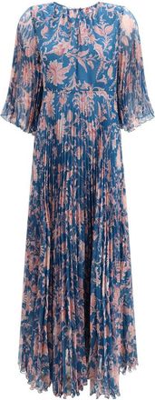 Etro Blue Floral V Neck Maxi Dress