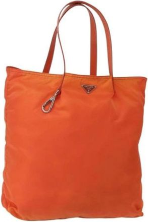 Prada Pre-owned Tote Bags, female, Orange, Size: ONE SIZE Pre-owned Vintage Nylon Tote