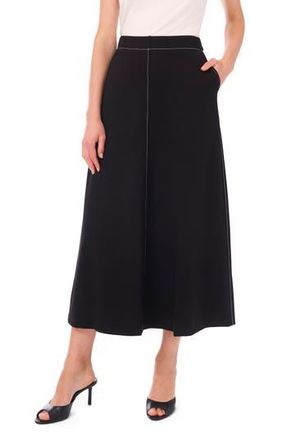 Vince Camuto Topstitch A-Line Maxi Skirt in Rich Black at Nordstrom Rack, Size X-Large