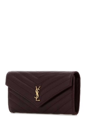 Saint Laurent Womens Plum Leather Wallet Hotwine Portafogli