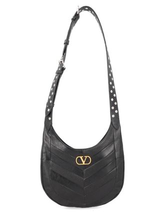 Valentino Garavani Mens Hobo Bag Black Leather Shoulder