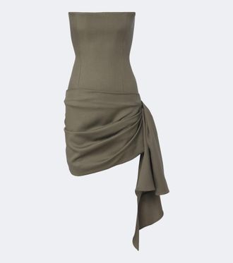 Alex Perry Vestido bustier de lana virgen drapeado