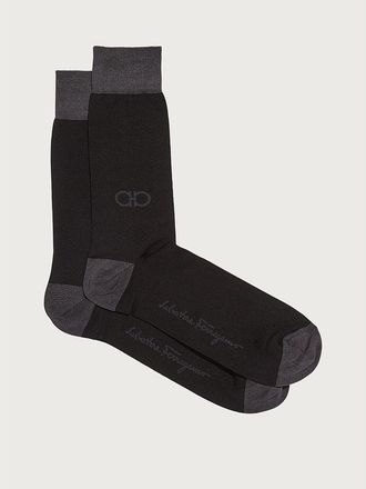 Ferragamo MenS Black Contrast Cuff Socks