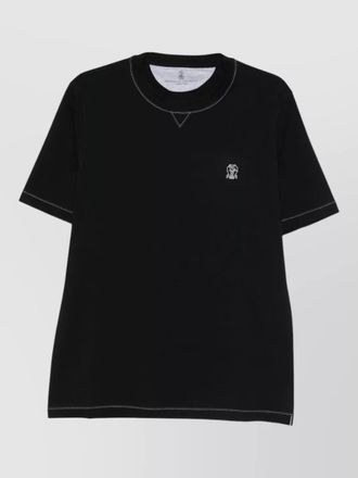 Brunello Cucinelli cotton t-shirt with logo and contrast stitching