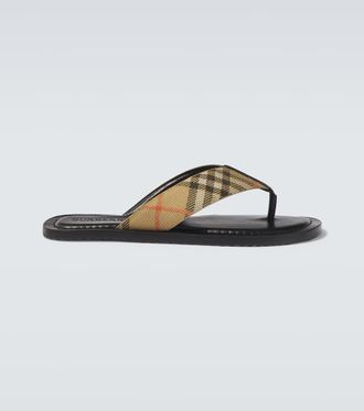 Burberry Burberry Check leather-trimmed thong sandals