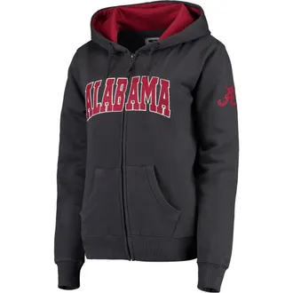 Colosseum Womens Stadium Athletic Charcoal Alabama Crimson Tide Arched Name Full-Zip Hoodie at Nordstrom, Size Xx-Large