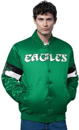 Starter Mens Starter Kelly Green Philadelphia Eagles Triple Option Satin Varsity Vintage Logo Full-Snap Jacket at Nordstrom, Size Xxx-Large
