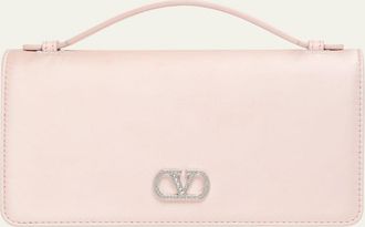 Valentino Garavani Crystal VLogo Satin Top-Handle Bag