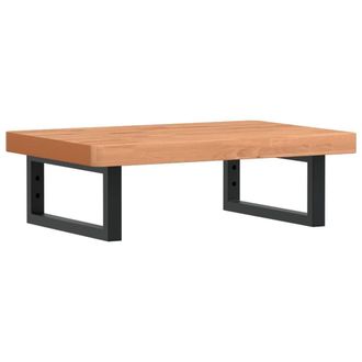 Berkfield Home Basin Shelf Wall Mounted Steel & Solid Wood Beech in Brown