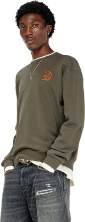 Diesel Sweatshirt with embroidery and flock print - Sweaters - Man - Green
