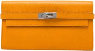 Herm&egrave;s Pre-owned Kelly Long Wallet - Dames - Vintage Accessoires - Oranje - ONE Size - Leer - Vintage
