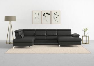 Sit&more Wohnlandschaft »Cabrio U-Form, B: 359 cm, mit Sitztiefen-, Arm- & Kopfteilverstellung« 3 Nierenkissen, Federkern, optional Bettfunktion und Stauraum