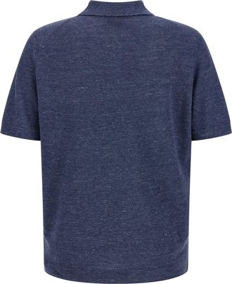 Brunello Cucinelli Linen-Cotton Blend Polo Shirt - Navy
