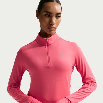 Nike Womens Swift Dri-FIT UV 1/4-Zip Running Top in Pink | HQ0499-897