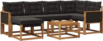 vidaXL Conjunto De Sof&aacute;s De Exterior 7 Uds. Natural Y Negro Vidaxl
