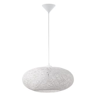 Loops Pendant Ceiling Light Colour White Shade White Paper Threads Bulb E27 1x60W