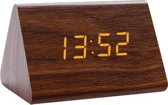 OEM Reloj Despertador Digital, Reloj Despertador Electr&oacute;nico De Mesilla, Pantalla Grande, Control Por Voz, De Madera, Color Marr&oacute;n, Ideal Para El Dormitor